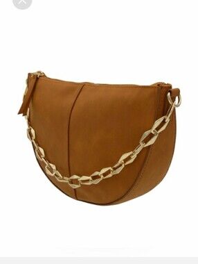 Universal Thread Slouch Half Moon Tan Shoulder Bag with Gold Chain Handle